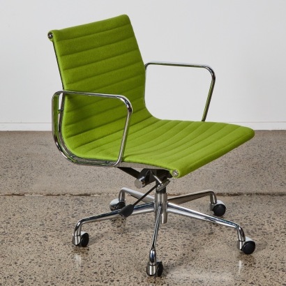 An Eames Style Desk Chair In Green Upholstery