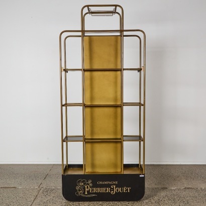An Industrial Champagne Metal Display Shelf