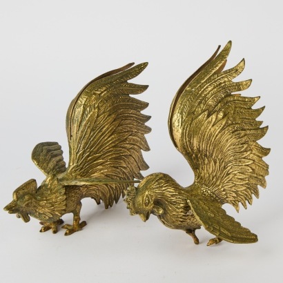 A Pair of Bronze Cockerels