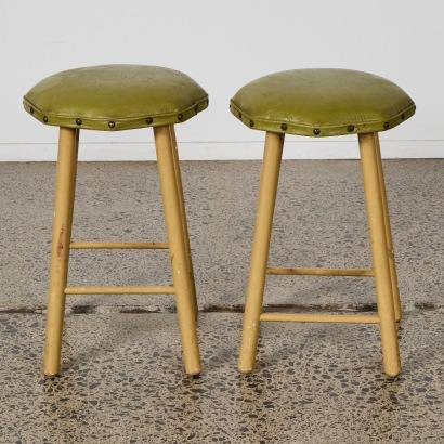 A Pair of Mid-Century Wooden Stools