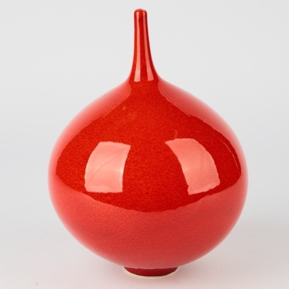 A Peter Collis Red Orb Vase