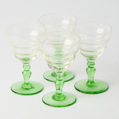 A Set of Four Green Sherry Glasses