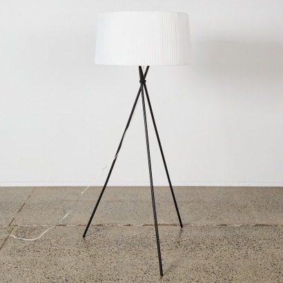A Contemporary Tripod Floor Lamp with Pleated Shade
