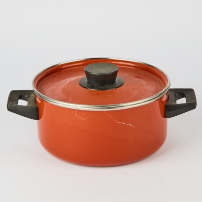 A Red Enamelled Cooking Pot