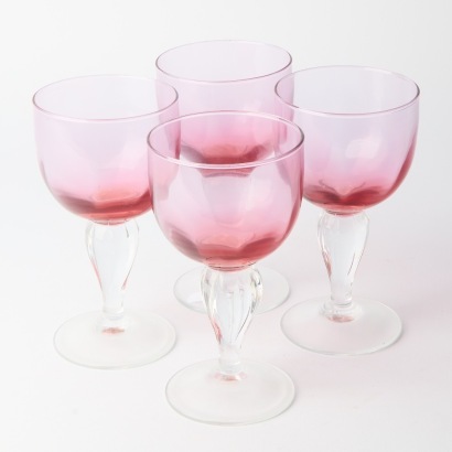 Four Large Glass Goblets