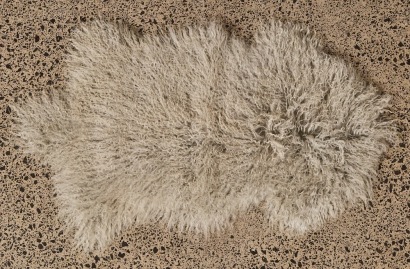 A Single Grey Tibetan Lamb Rug