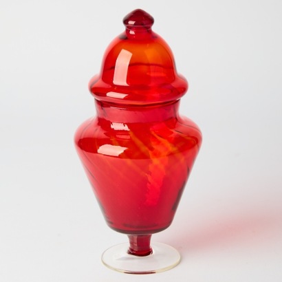 A Vintage Glass Lidded Bathroom Jar