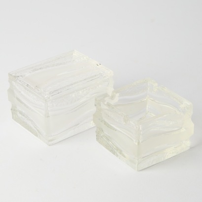 A Vintage Glass Ashtray and Cigarette Box Set