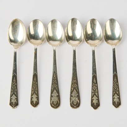 A Set of Six Sterling Silver Teaspoons