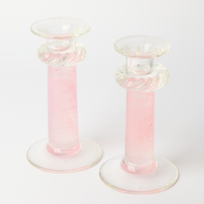 A Pair of Handblown Glass Candlesticks by Anthony Stern, U.K.