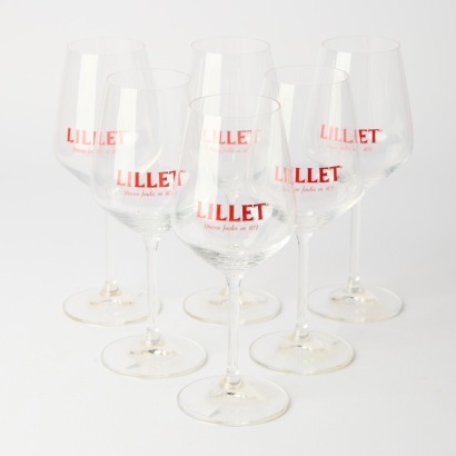 A set of six Lillet Crystal Wine Glasses