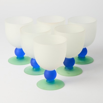 A set of six Retro Frosted Wine Glasses