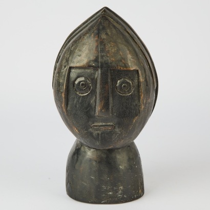 A Folk Art Wooden Head