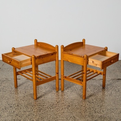 A Pair of Vintage Pine Bedside Drawers