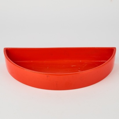 A Red Demilune Ikebana Trough