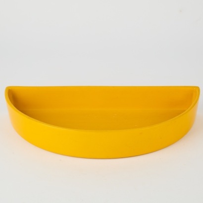A Yellow Demilune Ikebana Trough