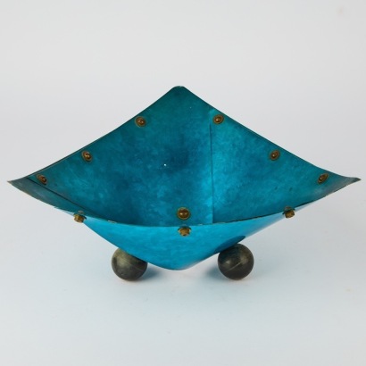 A Post-Modern Blue Metal Fruit Bowl