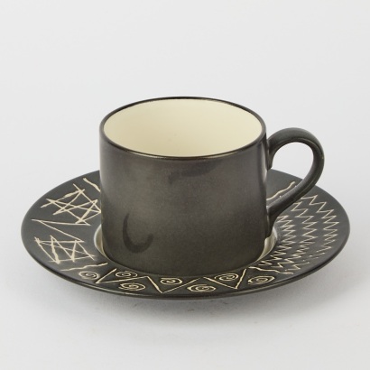 A Scraffito Coffee Cup & Saucer Set By Habitat