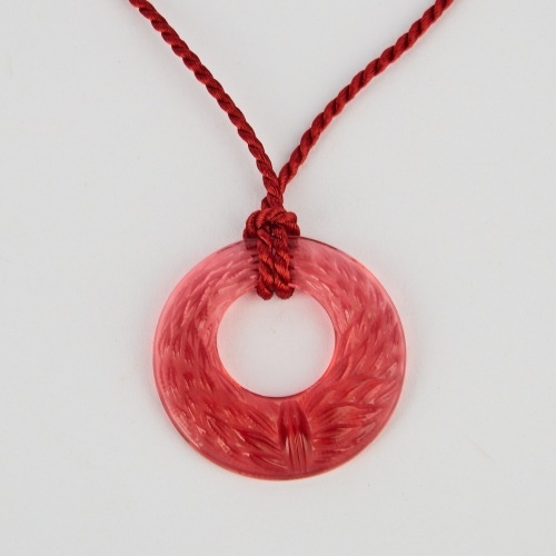 A Lalique Red Plumes Pendant