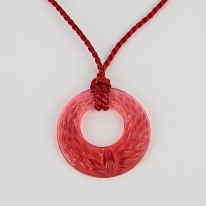 A Lalique Red Plumes Pendant