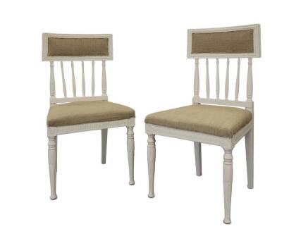 A Pair of Painted Swedish Side Chairs