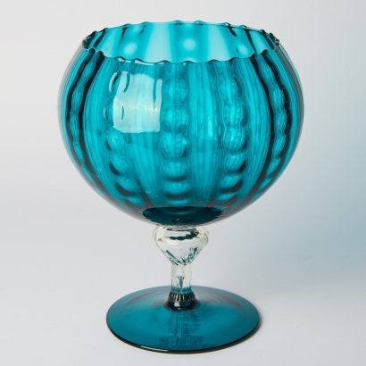 A Vintage Blue Empoli Glass Bowl Made in Italy