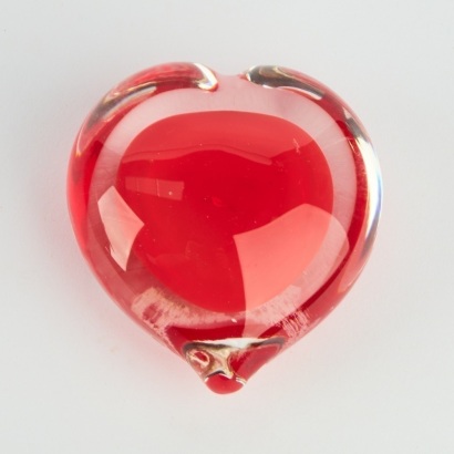 A Red Heart Handblown Glass Paper Weight by Gloria's Art Glass Gallery