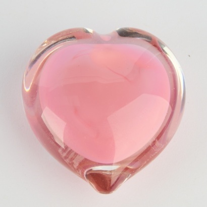 A Pink Heart Handblown Glass Paper Weight by Gloria's Art Glass Gallery