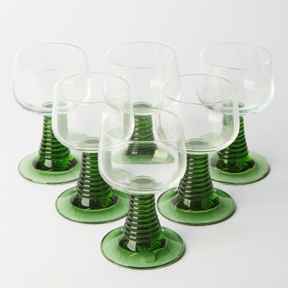 A Set Of six Vintage French Beehive Wine Glasses