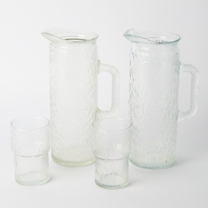 A Pair of Kaaru Glass Jugs with a Pair of Glasses