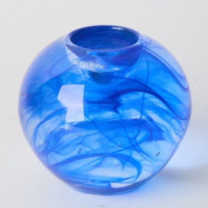 A Kosta Boda Blue Moon Candle Holder by Anna Ehrner
