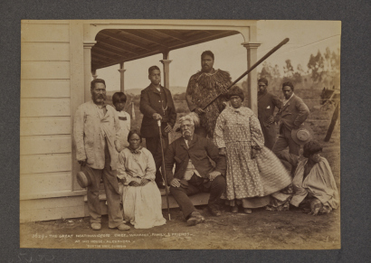 BURTON BROTHERS The great Ngatimaniopoto [sic] chief, "Wahanui" family and friends at his house, Alexandra