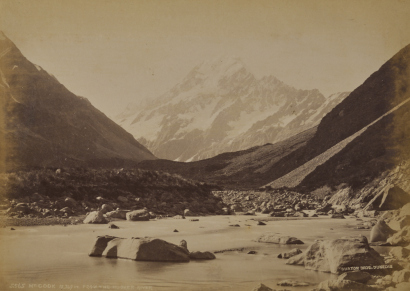 BURTON BROTHERS Mount Cook 12,349 ft. from the Hooker River