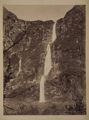 BURTON BROTHERS Sutherland Fall near Milford Sound. 1904 feet. The highest waterfall in the world, Near Milford Sound