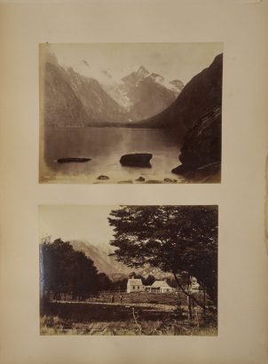 BURTON BROTHERS An album page with four Burton Brothers albumen photographs of West Coast.