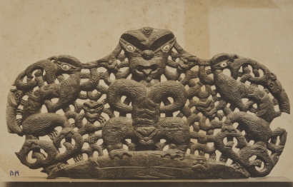 BRITISH MUSEUM A British Museum postcard or a Māori carved lintel.
