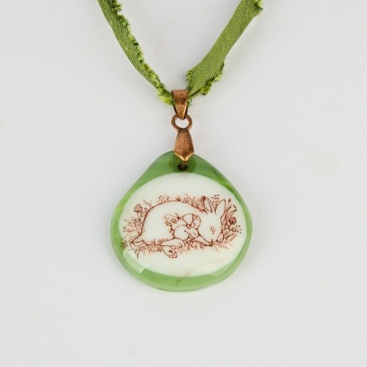 A Vintage Fused Glass Bunny Pendant