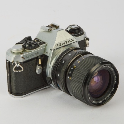 A Pentax ME Super SLR Film Camera with Carl Zeiss 70mm Lens