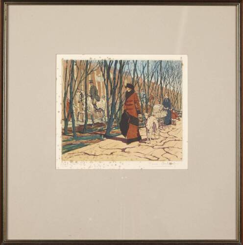 Pierre Dubaut- Promenade Matinale au Bois, Colour Etching