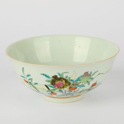 A Chinese Qing Dynasty Famille Rose Fruits And Vegetables Large Bowl