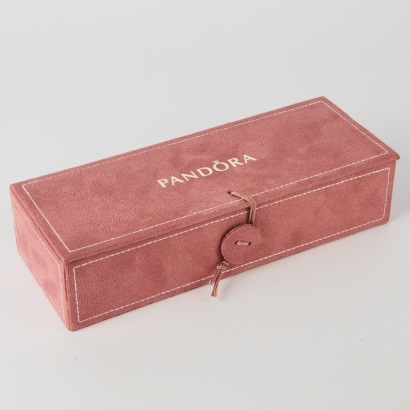 A Pandora Pink Suede Three Tier Travel Jewellery Box