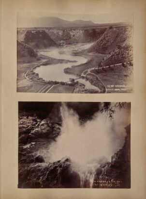 MULTIPLE PHOTOGRAPHERS An album page with four photographs of New Zealand scenes