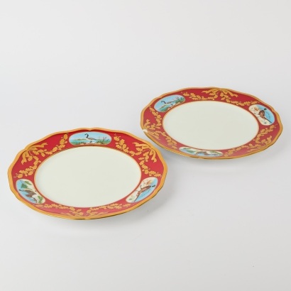 Two Chase Winter Game Bird Plates with Gilt Detailing