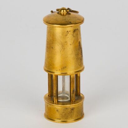 A Vintage Miniature Brass Miners Lamp, Wales