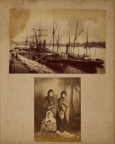 UNKNOWN PHOTOGRAPHER An album page with two albumen photographs depicting unknown sitters