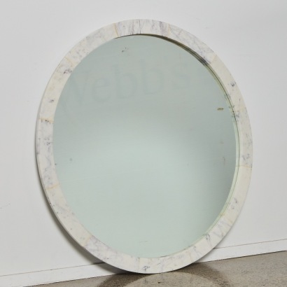 A Large Round Carrara Marble Framed Wall Mirror