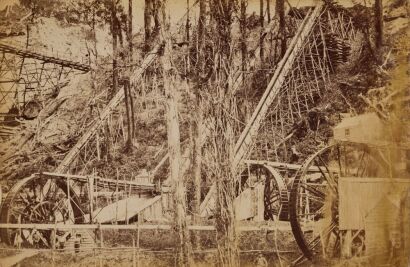 UNKNOWN PHOTOGRAPHER Logging incline. Cement Crushing. Backlead. Charleston, N.Z.