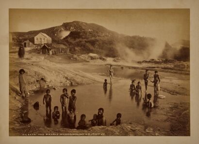 JAMES VALENTINE Oil Bath and Whares, Whakarewarewa