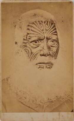 UNKNOWN PHOTOGRAPHER unidentified Māori male with full, finely executed moko.
