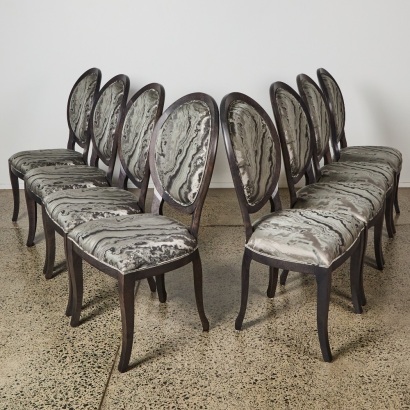 A Suite of Eight Premium Euro Beech Dining Chairs, Italy
